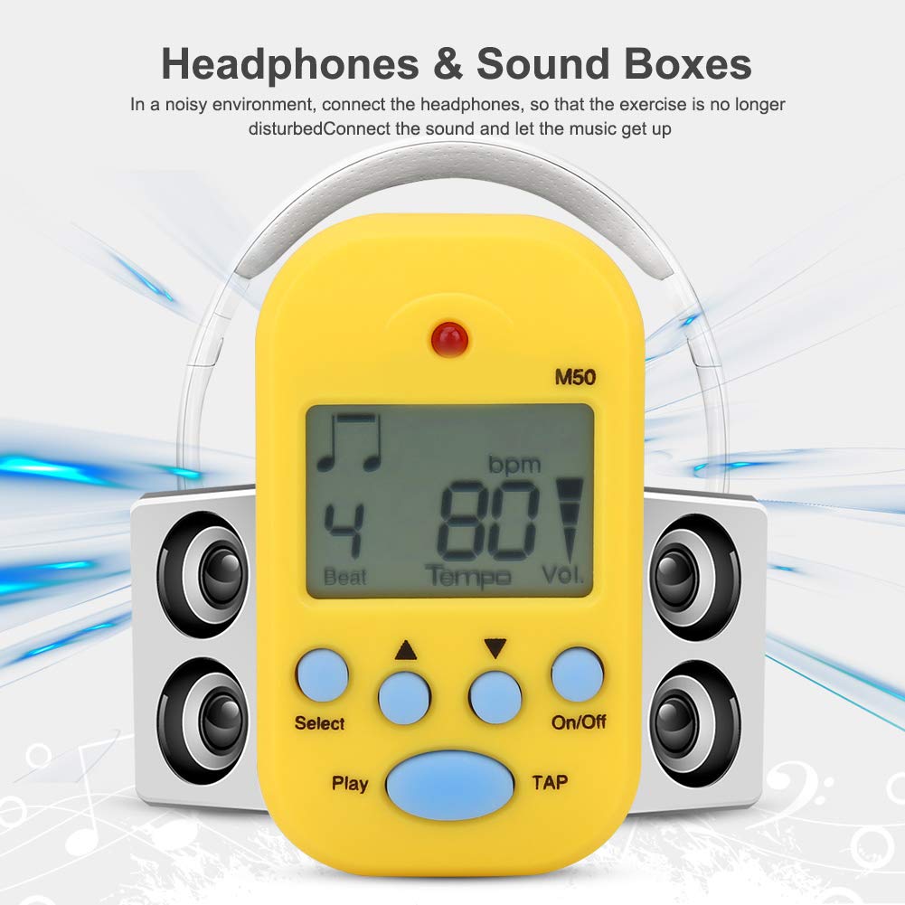 Generic Digital Mini Beat Tap Metronome Clip for Musicians  Professional Tempo M50 Metronome for Music Practice  Plastic, BlackWhiteBlueYellowRed,