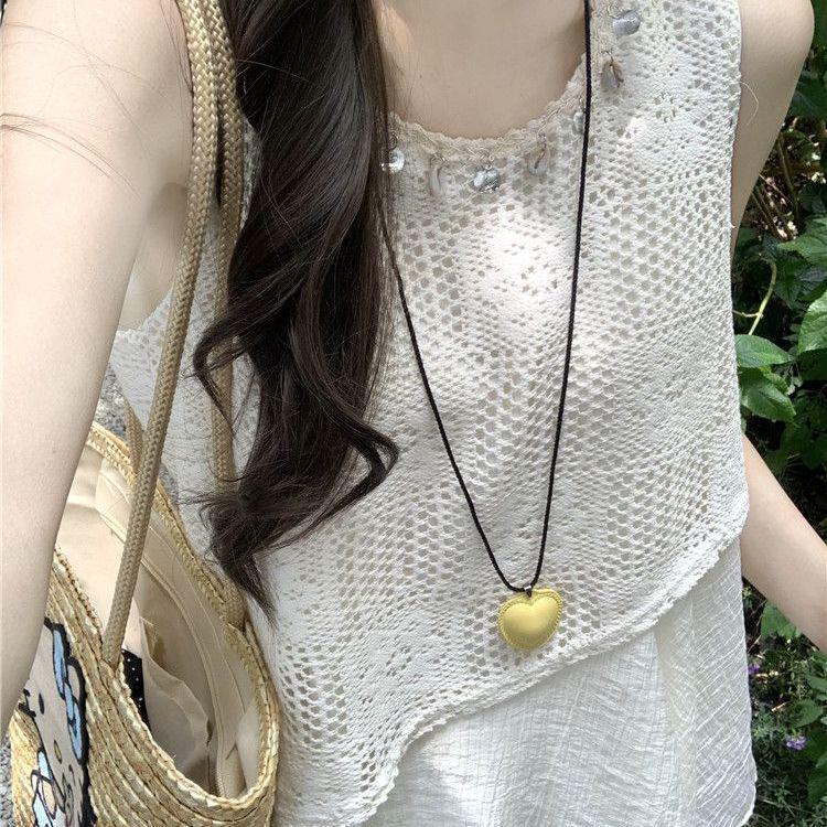 2025 Summer Ethnic Chinese Retro Hollow Camisole Dress Set - Sleeveless, High Waist, Two-Piece