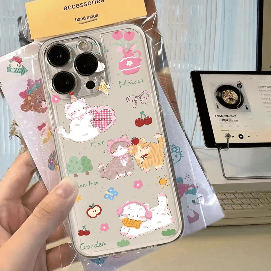 

Прозрачный милый чехол для телефона с котенком для моделей Apple: iPhone 7/8P, XS, 14/15 Pro Max, 16/12/13 iPhone 13