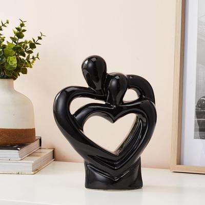 Statue en céramique représentant un couple romantique passionné pour la décoration intérieure (Paquet de 1, noir)