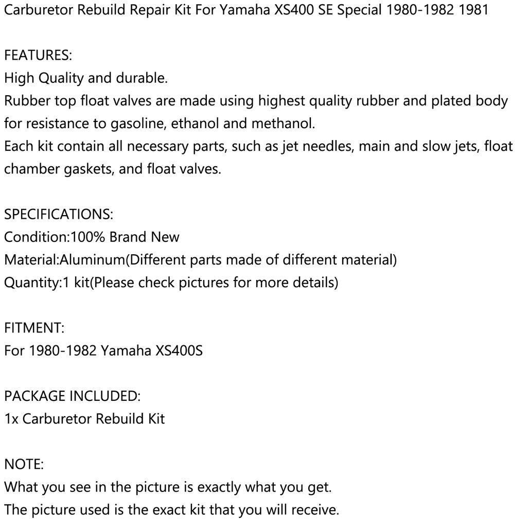 Carburetor Repair Rebuild Kit For Yamaha XS400 SE Special 1980-1982 1981 New