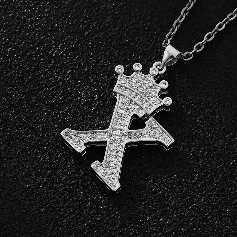 Fashion Luxury A-Z Crown Alphabet Pendant Chain Necklace Punk Style Lucky Initial Name  Best Party Wedding Birthday Gift