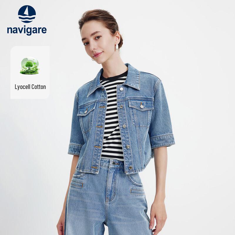 Navigare Women s Slim-Fit Short-Sleeve Denim Jacket L