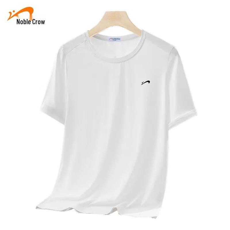 Guirenniao Men s Ice Silk Round Neck Short Sleeve T-Shirt L