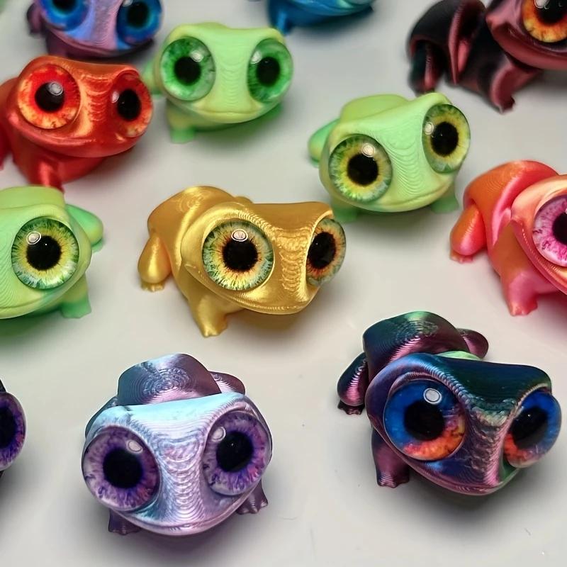 3D-gedruckte Frosch-Autoornamente mit realistischen, farbigen, sich verändernden Augen - Perfekt für Armaturenbrett, Künstler-Schreibtischdekoration
