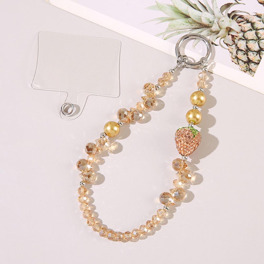 Short Bling Strawberry Phone Chain Anti-lost Pearl Mobile Phone Lanyard  Christmas Gifts
