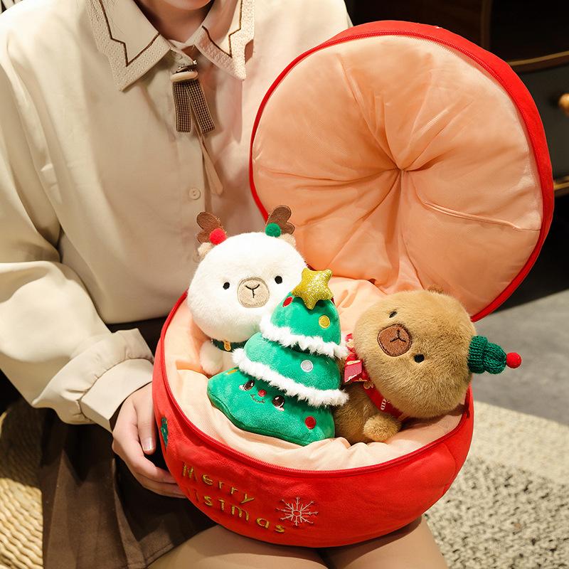 Kapibala Capybara Elk Christmas Tree Plush A Full Set Toy Christmas Capibala Gift Cute Exquisite Animal Stuffed House Xmas Decor