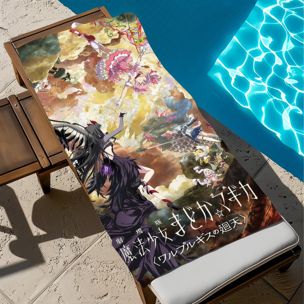 P-Puella ANIME M-Magi Towel Large Quick-Drying M-Magica Microfiber Soft Beach Towel for Travel Fitness Sauna Bathing Camping