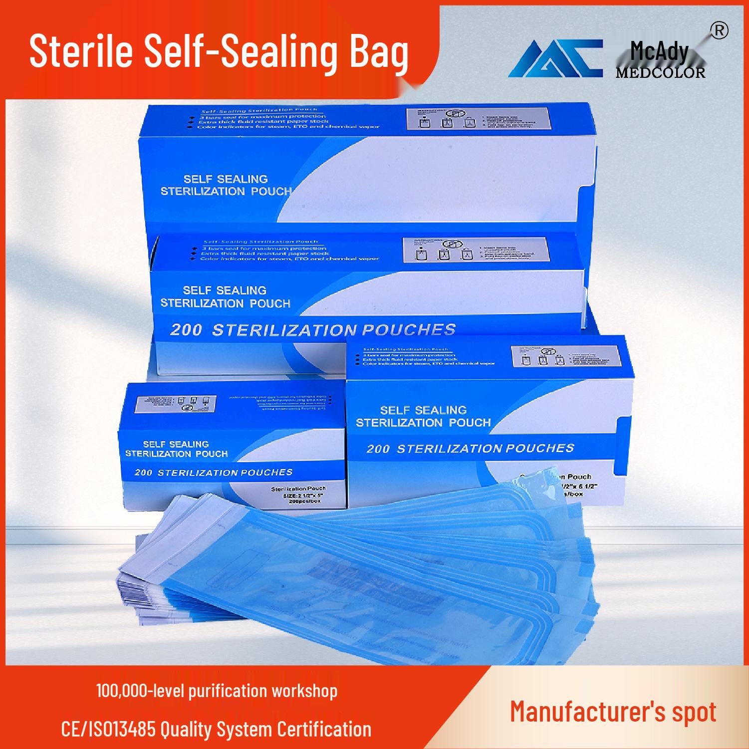 

Самозапечатывающиеся стерилизационные пакеты для автоклава для стоматологических и маникюрных инструментов 70mm*230mm 200 sheets/box (20 boxes per carton)