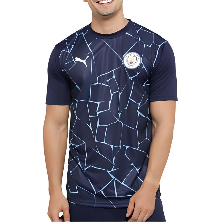 Puma Manchester City Football Club Short Sleeve T-Shirt Men Tops Blue 758030-07