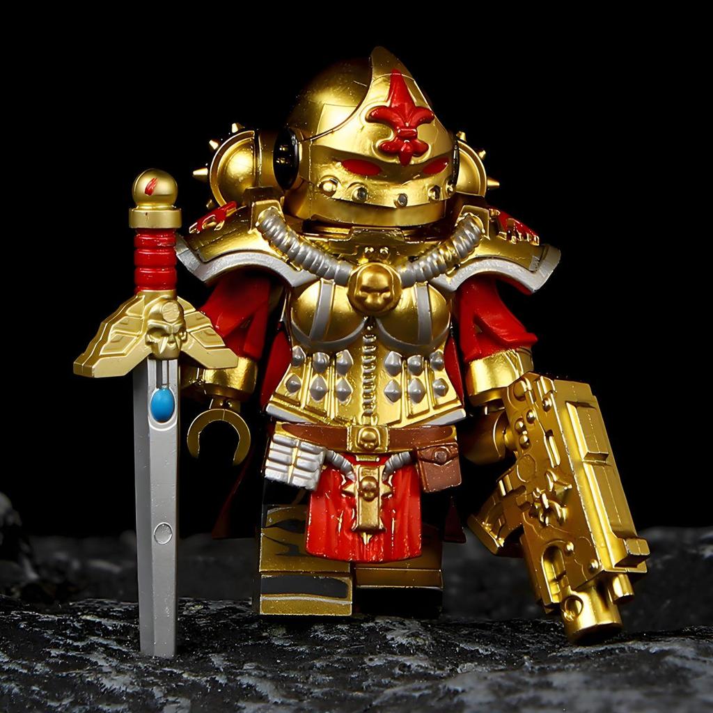 Golden Armor Battle Martyr Minifigure - Warhammer 40K Compatible Block Toy
