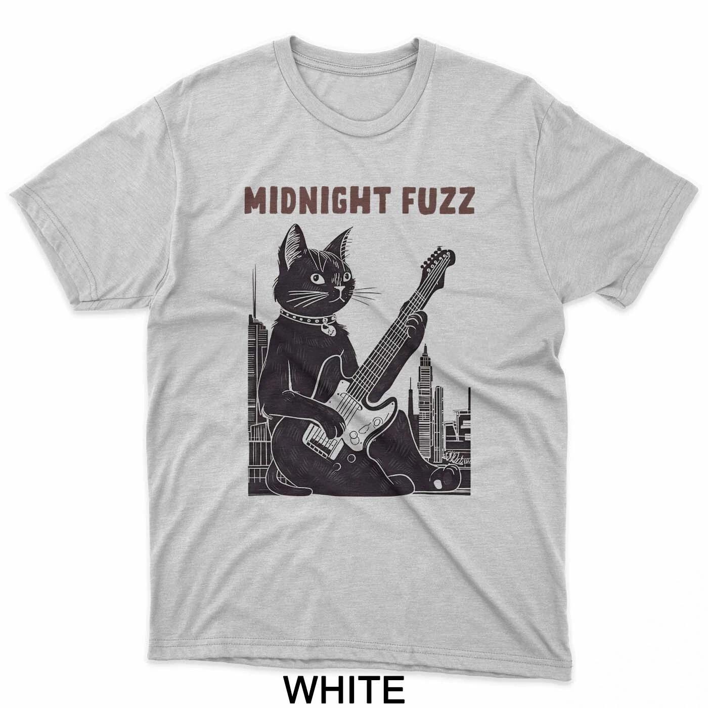 Midnight Fuzz Guitar Cat Retro Art For Rock Lovers T-Shirt 3XL