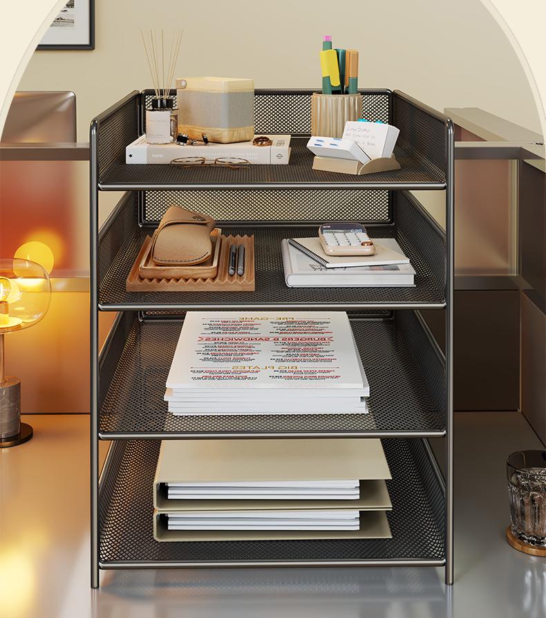 Multi-Functional Metal Document Rack - Large Capacity Office Storage Organizer