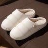 New high-end PU leather simple slippers autumn and winter indoor couple household velvet warm non-slip cotton slippers