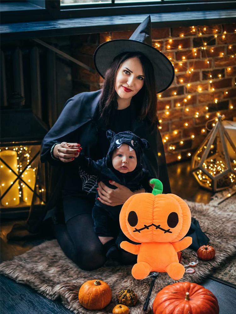 Pumpkin Plush Toy PP Cotton 11.8 Inch Cute Spooky Pumpkin Stuffed Toy for Festival Holiday Home Party Decor Orange