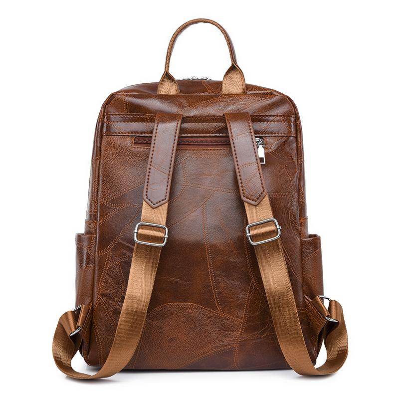 Rucsac de mare capacitate din piele moale Rucsac de culoare solidă pentru femei Geantă de călătorie pentru computer