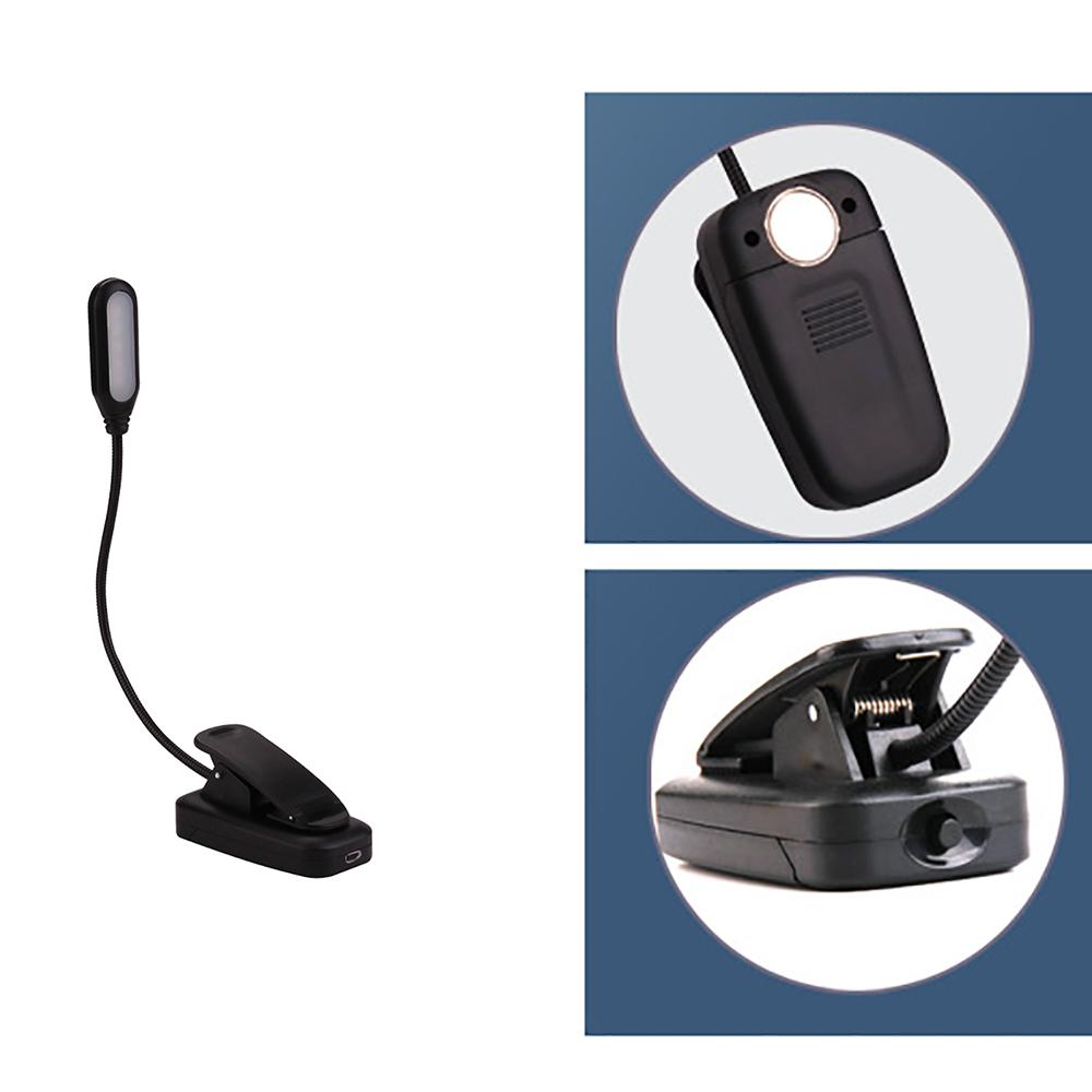 LED Reading Book Light w/Clip Flexible USB Rechargeable Bed Travel Laptop Desk
