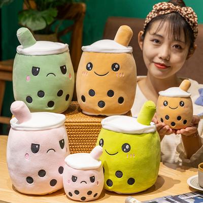 Kreative Flip Milchteetasse Puppe Plüschtier Doppelseitiger Ausdruck Flip Bubble Tea Tasse Puppe Puppe