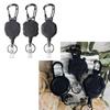 1Set Black Retractable Keychain Heavy Duty Carabiner Easy-Pull Buckle Wire Rope Badge Holder Edc Tool