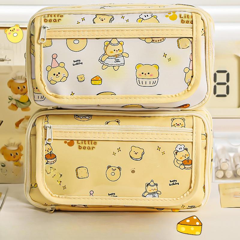 Kreskówka Mały Miś Torba na Ból Torba na Długopisy Ins Wielofunkcyjna Duża Pojemność Torba na Artykuły Papiernicze Wysoka Uroda Piórnik Torba do Przechowywania