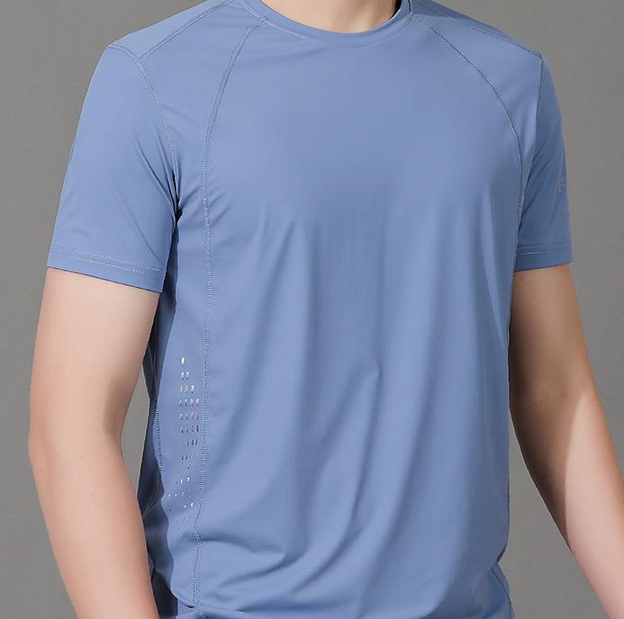 Didelio dydžio „Ice Silk“ marškinėliai trumpomis rankovėmis, skirti greitai džiūstantiems vyriškiems drabužiams, vasarinis kvėpuojantis elastinis kūno rengybos kostiumas, „Top Running“ sportiniai marškinėliai
