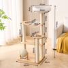Space-Saving Solid Wood Cat Tree with Cozy Bed and Scratching Post