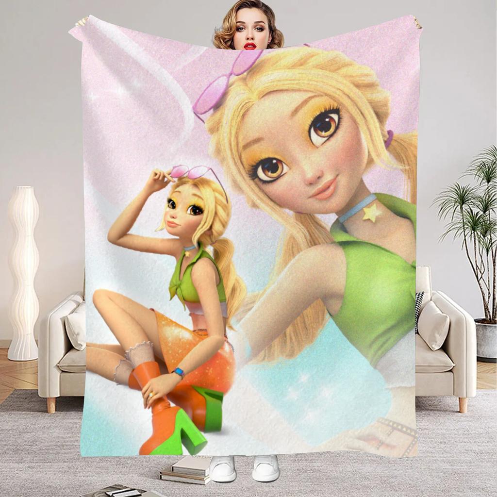 W-Winx C-Club Blanket Beauty Girl Print Flannel Blanket for Home Living Room Bedroom Decor New Year Christmas Gift for Kids