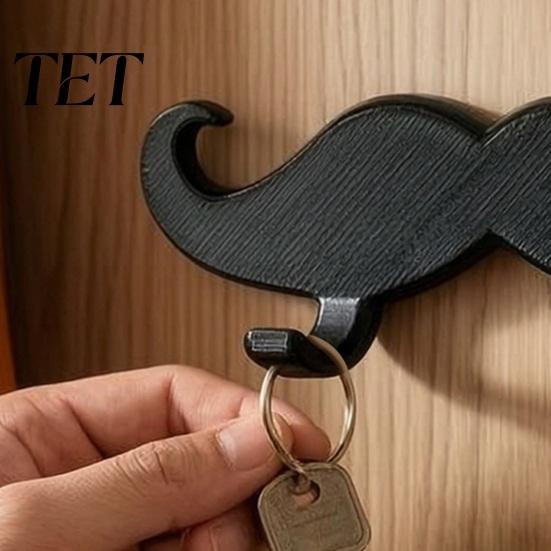 Adhesive Wall Hooks for Bathroom 3D Printed Beard Shaped Hook, Self?Adhesive Creative Decorative Hanger Key Towel, Fun Storage Organizer Home Decor