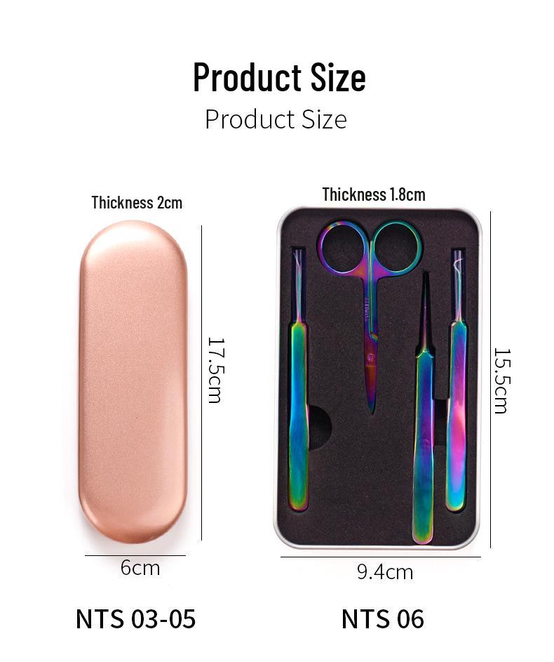 Manicure Tool Set: Precision Tweezers, Small Scissors, Clippers, Pusher, High-End Leather Case