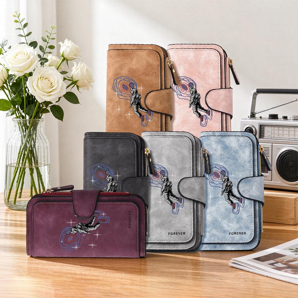Fashion Astronaut Print Long Wallet Card Holder Purse