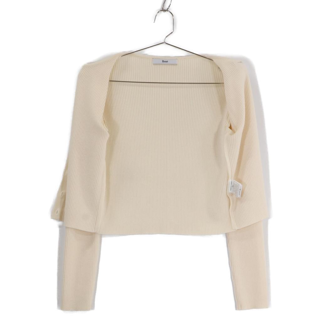 Rene White wool 6242270 Pearl knit cardigan tops 34 whiteUsed