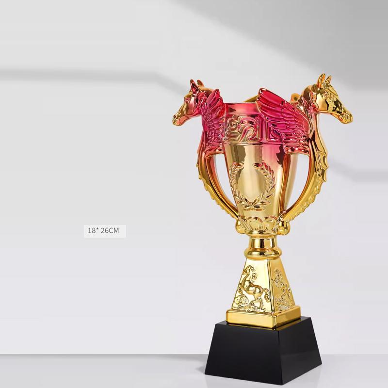 Spersonalizowany Kryształowy Trofeum Żywiczne w Kształcie Konia Kolorowy Druk Nagroda Sportowa Pamiątka dla Wybitnego Pracownika Dekoracja Domu 1 szt.