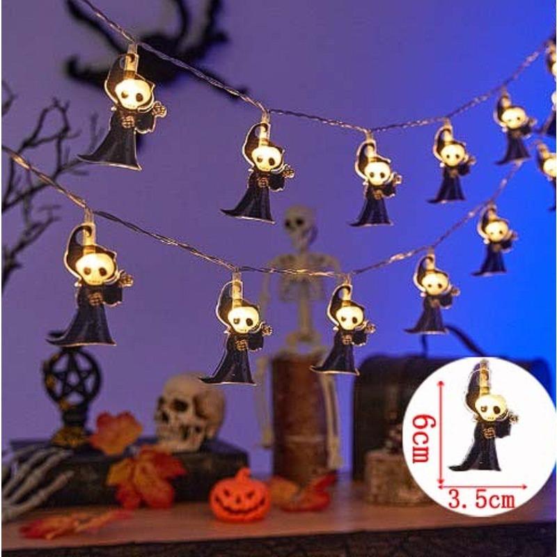LED Halloween String Lights Pumpkin Black Cat Spider Web Ghost Battery USB Powered Indoor Outdoor Festive Fairy Night Lights