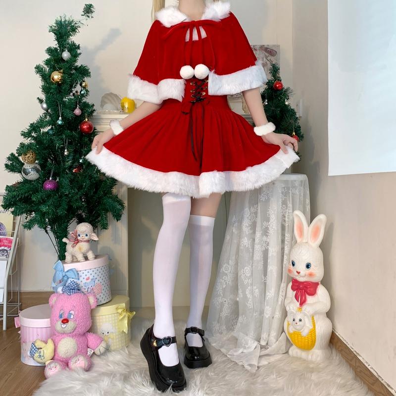 Jesienno-zimowa śliczna świąteczna czerwona szalowa sukienka kobiety słodki pluszowy Patchwork sznurkiem Mini sukienka na imprezę kobieta Kawaii płaszcz Vestido