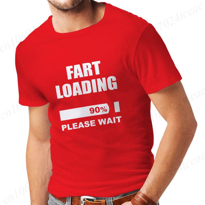 Men's T-shirt Fart Loading Please Wait Print Tshirts Dad Joker T-shirt Clothes Oversized Man Clothes Funny Gag Hilarious Gift