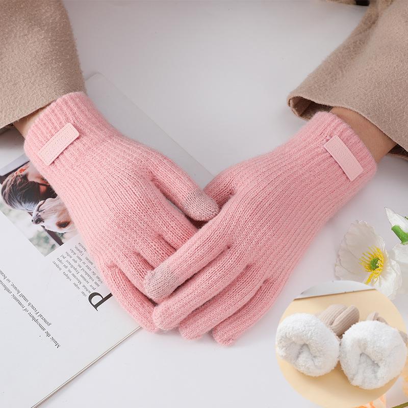 Korean Style Winter Touchscreen Knitted Gloves - Cute, Warm, Cold-Proof for Female Students & Cycling