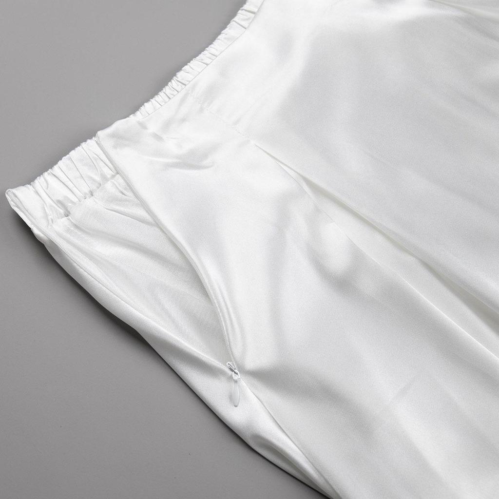 Dámské léto Elegantní saténová jednobarevná s vysokým pasem Ležérní volánková sukně