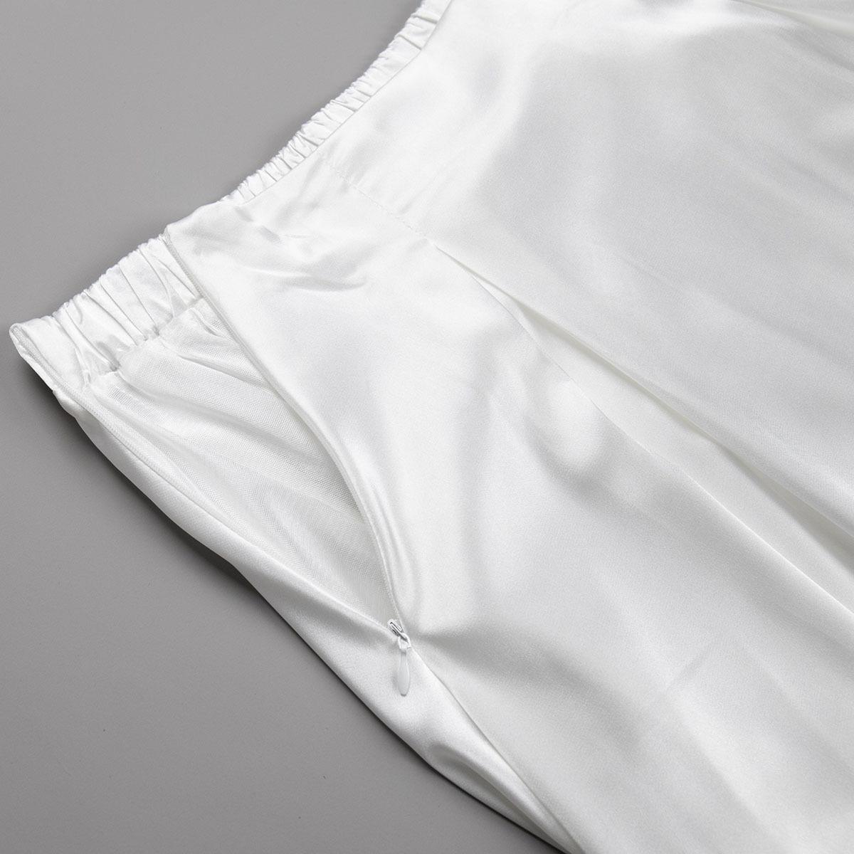 Женская летняя элегантная атласная однотонная юбка с высокой талией — фото 21