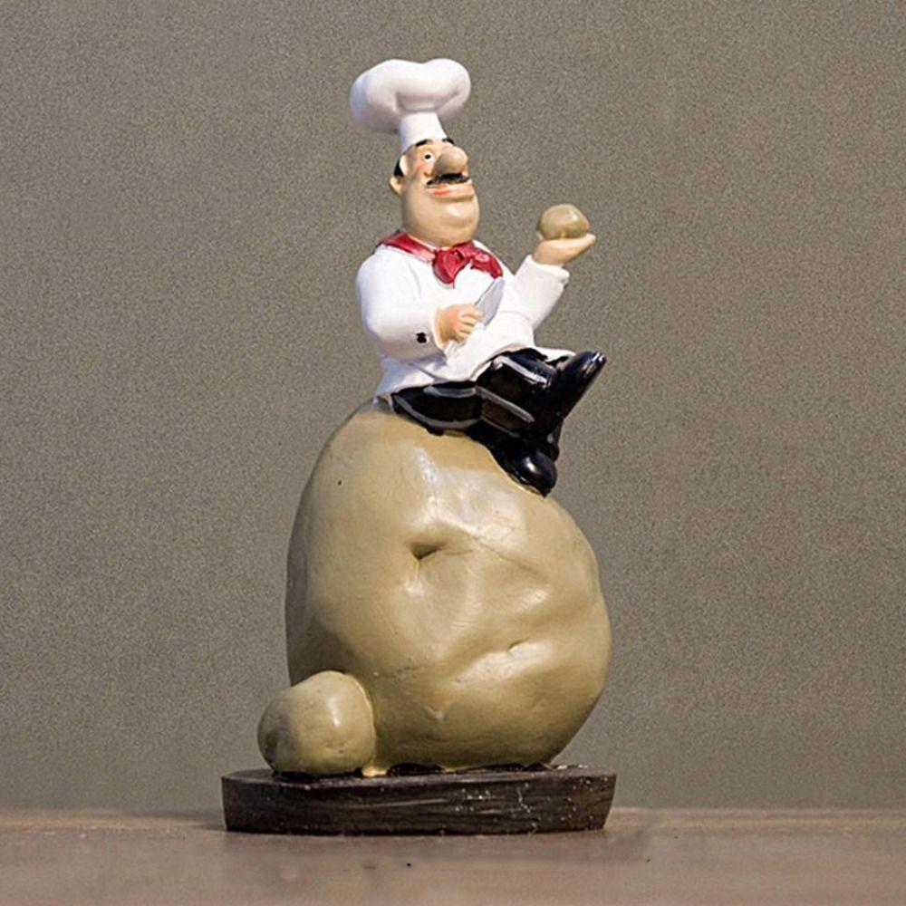 Handicraft Rustic Bakery Chef Resin Statue Simulated Model Farmhouse Cake Shop Decor Crafts Collectible Kitchen Chef Figurine
