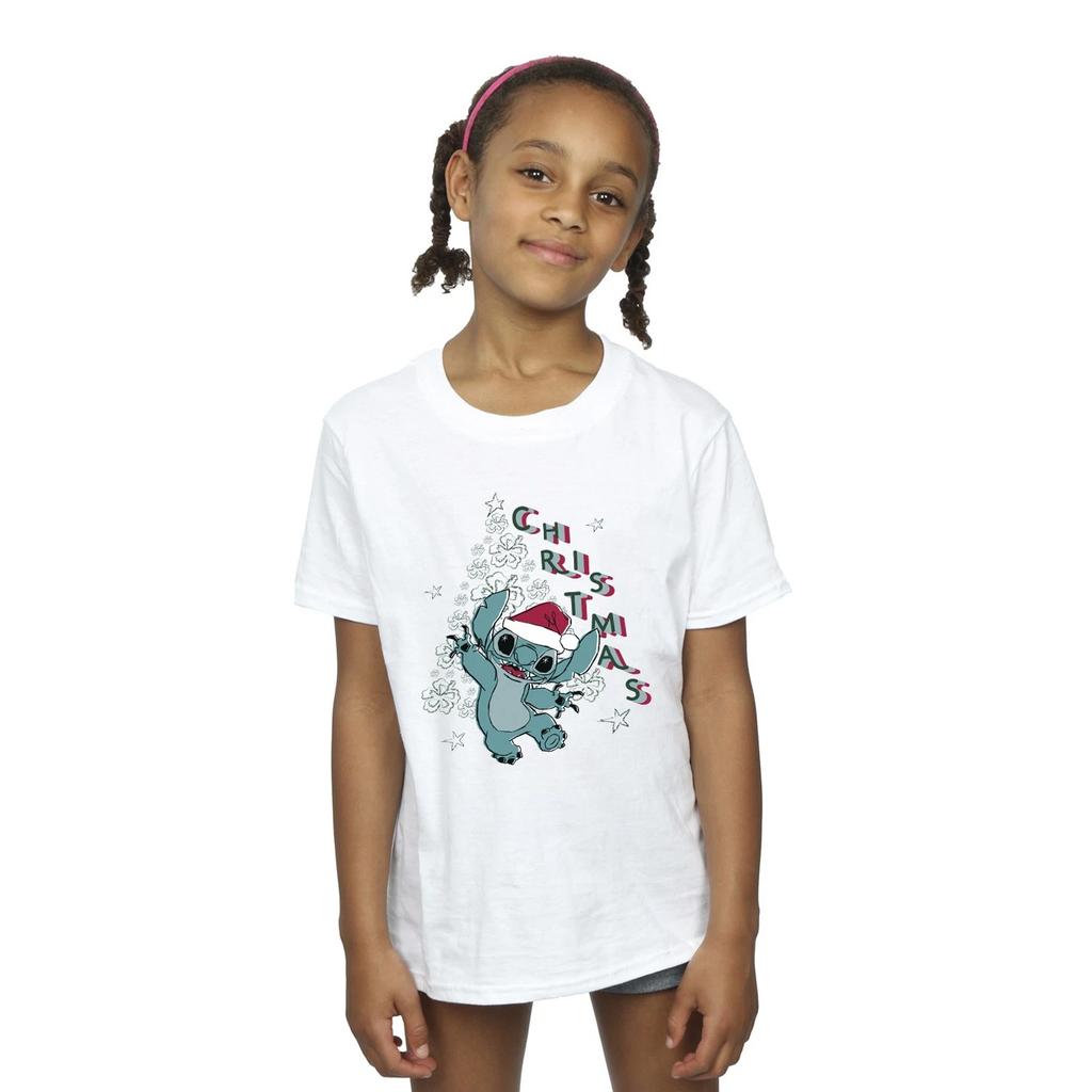 Lilo & Stitch Girls Christmas Tree Cotton T-Shirt