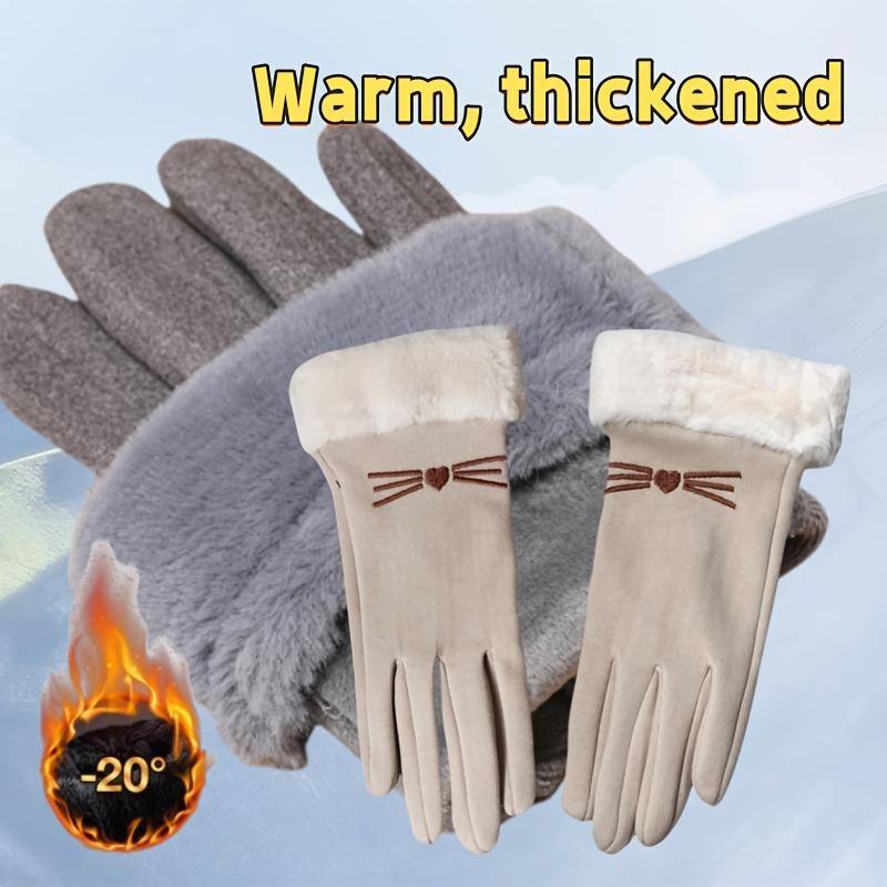 Ladies' winter outdoor warm riding gloves, thick and cold resistant touch screen gloves, worn for running and going out