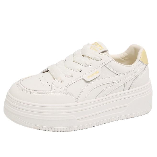 Thick-soled Heightening Soft Leather Little White Shoes Women's 2025 Summer New Breathable Board Shoes Super Fire Versatile Casual Sports Shoes