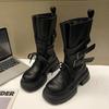 British style thick-soled thick-heeled Martin boots women's summer design sense increases leather boots versatile soft-soled short boots tide