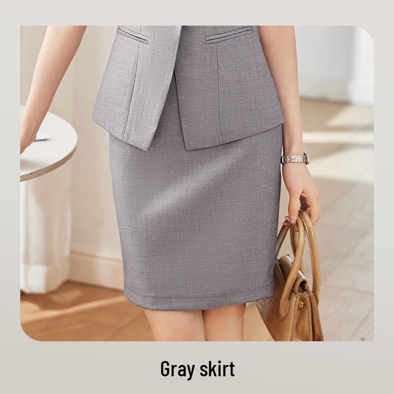 

Профессиональный женский юбочный костюм с коротким рукавом для менеджера ресепшена отеля и ювелирного магазина, летняя униформа S