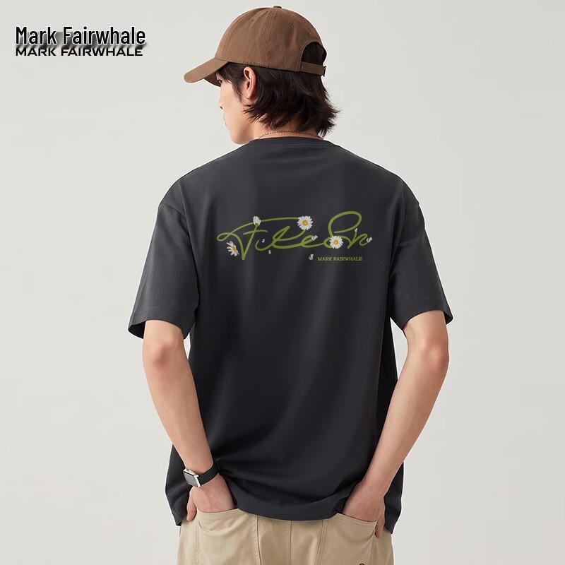 Mark Fairwhale Men s 2026 Trendy Pure Cotton T-Shirt L темно серый