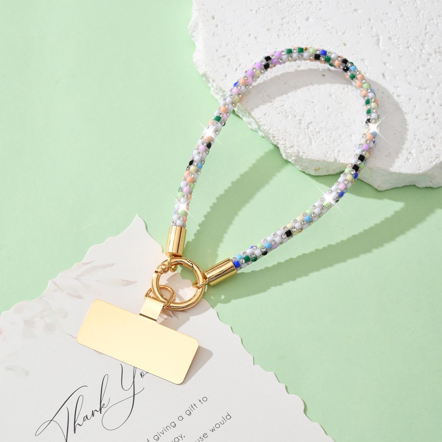 

Страз Шарм для Мобильного Телефона с Золотой Фурнитурой Шнурок - Блестящий Аксессуар на Запястье для Женщин