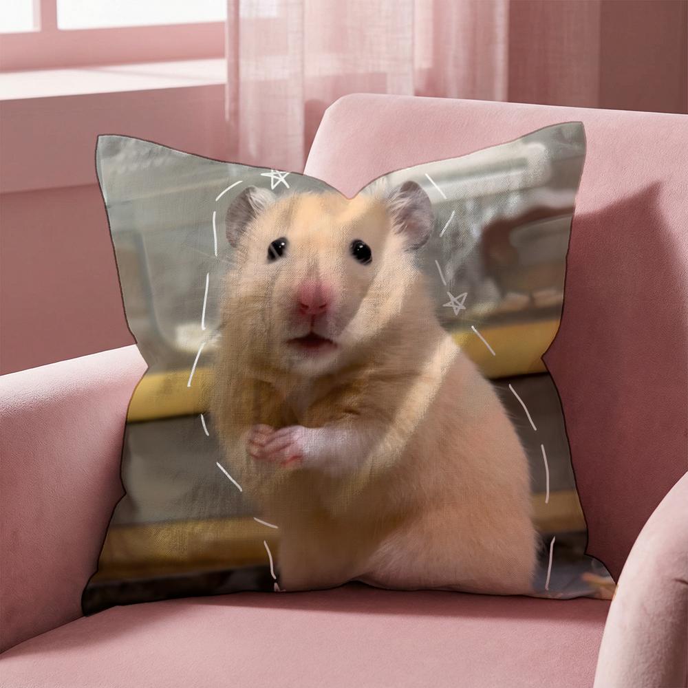 Funny Hamster Cushion Cover Multi-Scene Pillow Cover for Home & Car - Reversible, Soft & Durable for Daily Use