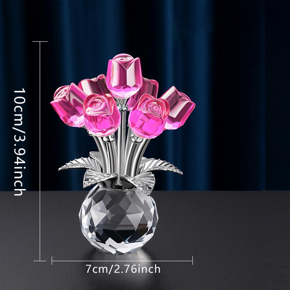 

3D Crystal Glass Rose Ornament Romantic Glass Artificial Rose Flower Figurines Valentine s Day Gift Home Office Desktop Ornament розовый