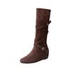 Retro temperament thick heel khaki over-the-knee boots women's boots small slim inner heightening stacking boots knight boots