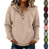 Women's Loose Fit V-Neck Hoodie with Drawstring and Pockets, Long Sleeve Color for Everyday Wear